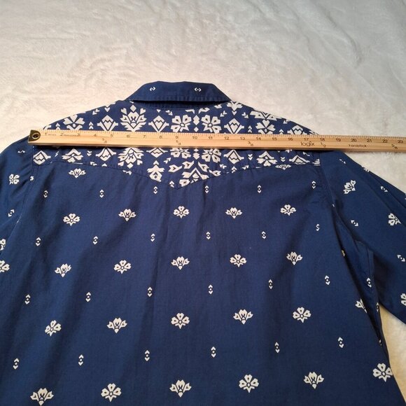 Wrangler Western Snap Button Shirt Sz M Floral Cowgirl Rodeo Artsy Aztec Cotton - Picture 16 of 16